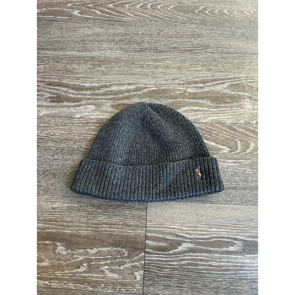 Vintage Polo Ralph Lauren Signature Merino Beanie Wool Ribbed 90s Preppy RARE